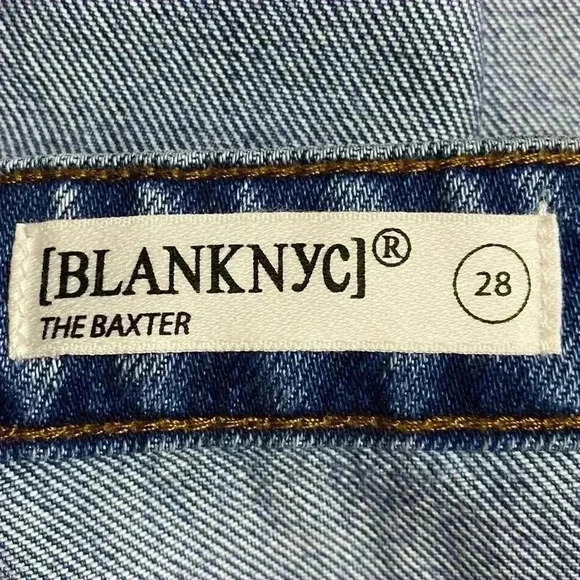 BLANKNYC The Baxter Ribcage Straight Leg Jeans Women’s 28 Blue Distressed NWT - Picture 10 of 11